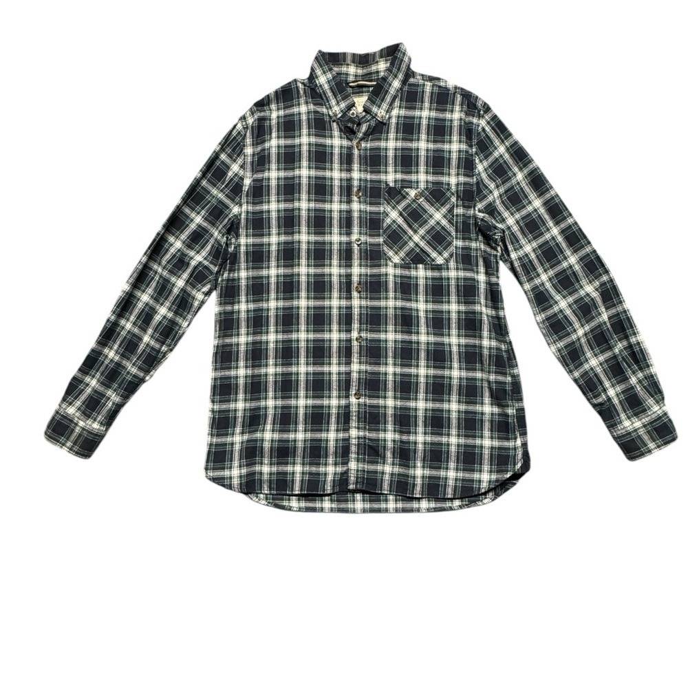 Boston‎ Traders Men's Button Down Plaid Flannel Shirt Sz Large Blue Green Casual